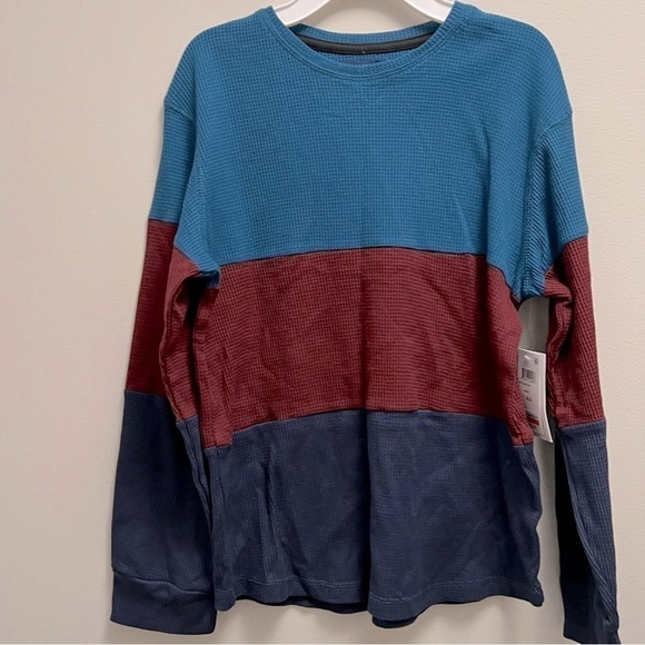 Univibe Big Boys Carrey Color Blocked Thermal T-shirt,Blue,M - Picture 6 of 6